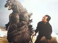 Wakasa with the partial First Generation Godzilla suit from Godzilla Against Mechagodzilla