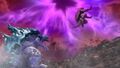Thunder Godzilla throwing Anguirus