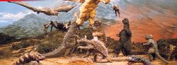Many of the Showa Godzilla monsters in Destroy All Monsters