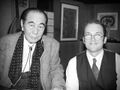 Ifukube (left) with film historian Steve Ryfle (right) in 1996