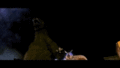 Mothra attempts to attack Godzilla from behind, but is destroyed by his atomic breath