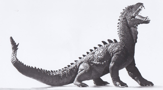 Production picture of the Rhedosaurus model used in The Beast from 20,000 Fathoms