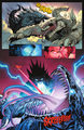 Godzilla and Superman attacking a tailless Skull Devil