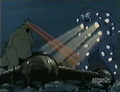 Godzilla getting the attention of the Gravity Goliath with his laser beam eyes