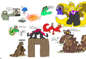 a bunch of characters, drawn from the ideas of multiple Wikizilla users
