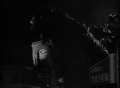 Godzilla destroys the Wako Clock Tower in Ginza ward