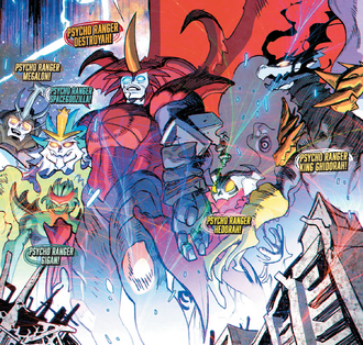 The Kaiju Psycho Rangers in Godzilla vs. The Mighty Morphin Power Rangers II #2