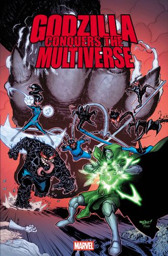 The main cover of Godzilla Conquers the Multiverse #3 by David Marquez