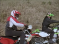 Gou (left) and his brother Masato (right) on their motorcycles