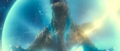 Godzilla utilizing his nuclear pulse to interrupt Megalon's horn ray