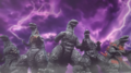 The Godzillas roaring victoriously