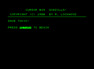 The title screen to Godzilla!