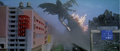 Megaguirus drains Godzilla's energy with her stinger
