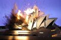 The Sydney Opera House is destroyed when Godzilla knocks Zilla into it
