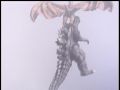 Rodan carrying Godzilla away after he is wounded in his duel with Gigan